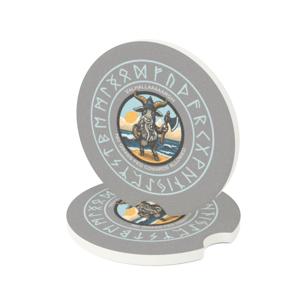 🐐⚔️ Valhallaaaaargh Soapstone Car Coaster – No Grass-Fed Cowards Allowed